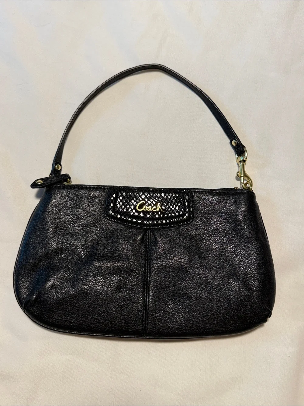 Coach Black Pebbled Leather Convertible Clutch Shoulder Bag Ashley